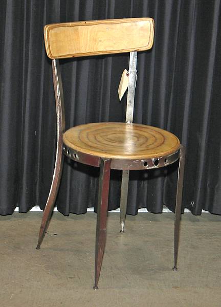 Appraisal: A Contemporary laminated and steel side chair height in width