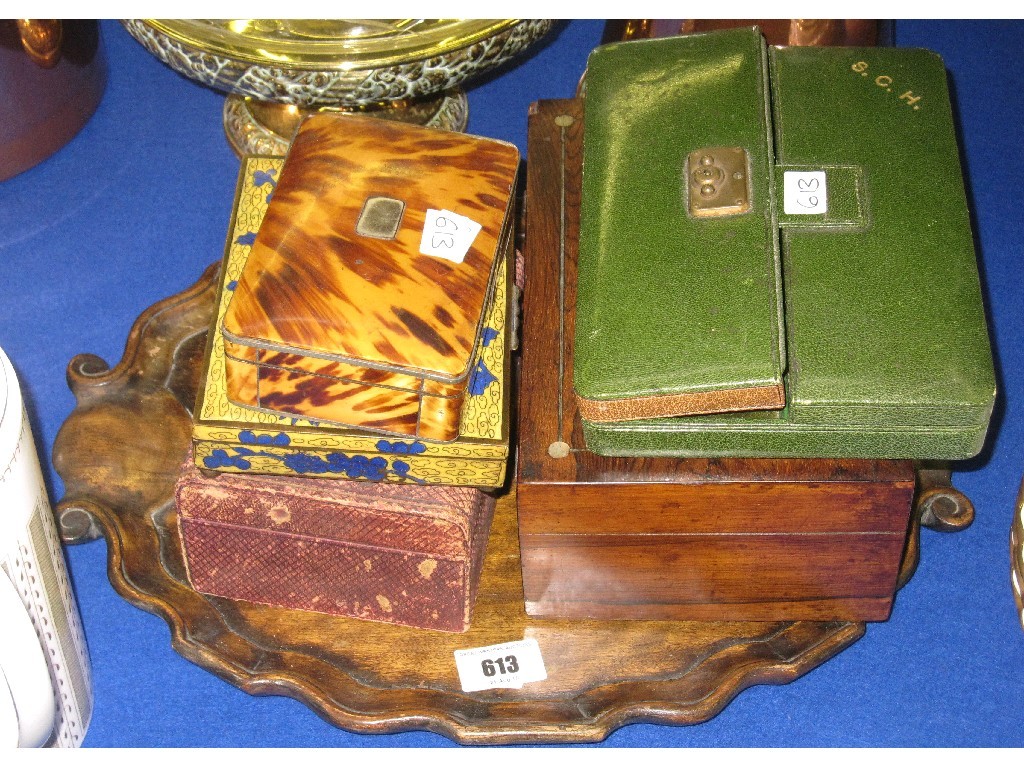 Appraisal: Five assorted boxes and a wooden tray