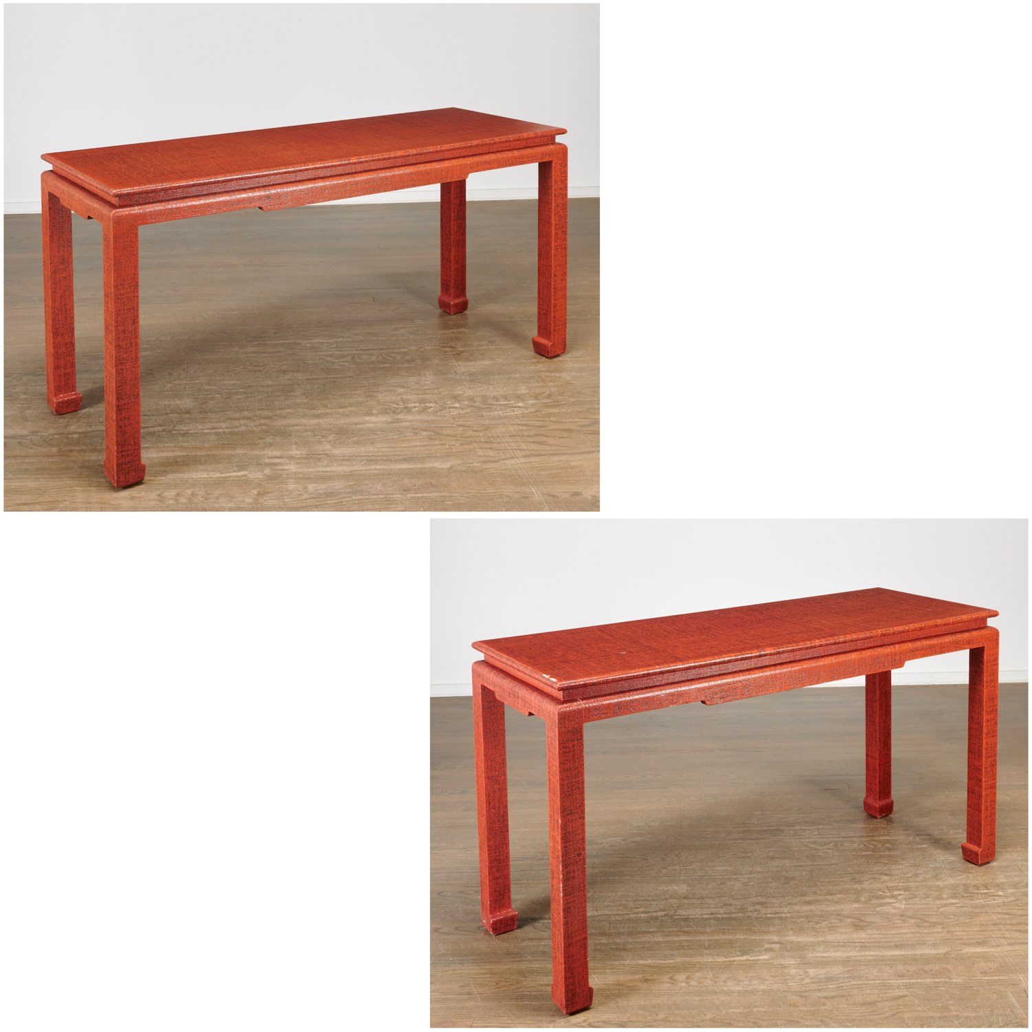 Appraisal: DANIEL ROMUALDEZ CUSTOM LACQUERED CONSOLE TABLES th c in the