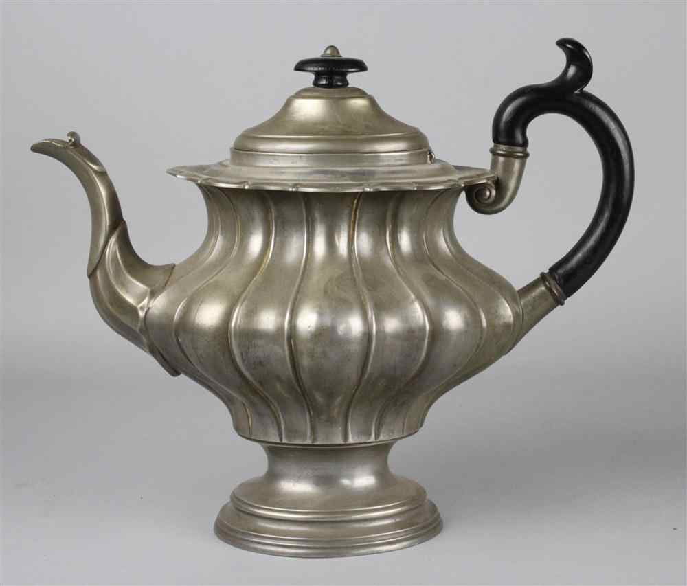 Appraisal: JAMES DIXON SONS BRITANNIA METAL COFFEE POT impressed under the