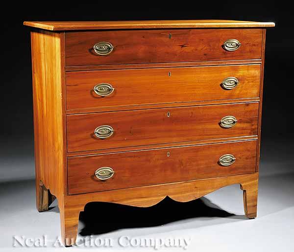 Appraisal: An American Cherrywood Chest of Drawers c rectangular top above