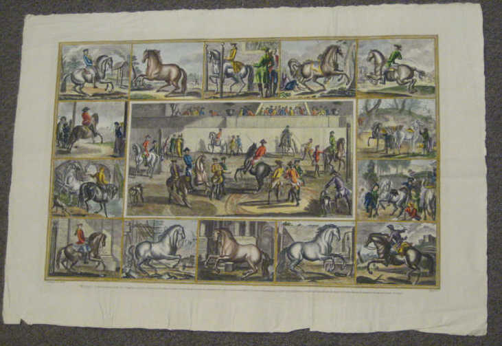 Appraisal: JOHANN E RIDINGER GERMAN - MANEGE two hand-colored engravings depicting