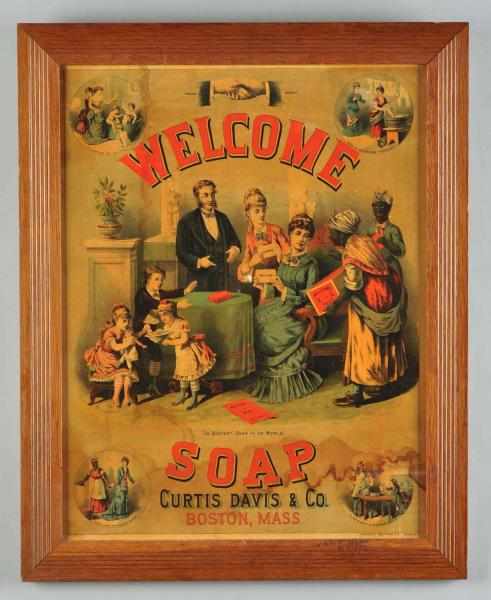 Appraisal: Framed Curtis Davis Co Welcome Soap Sign Description Circa late