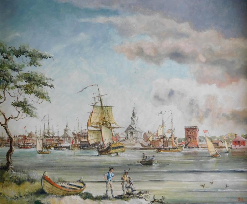 Appraisal: Joe Hunt American th C Charleston Harbor oil on masonite