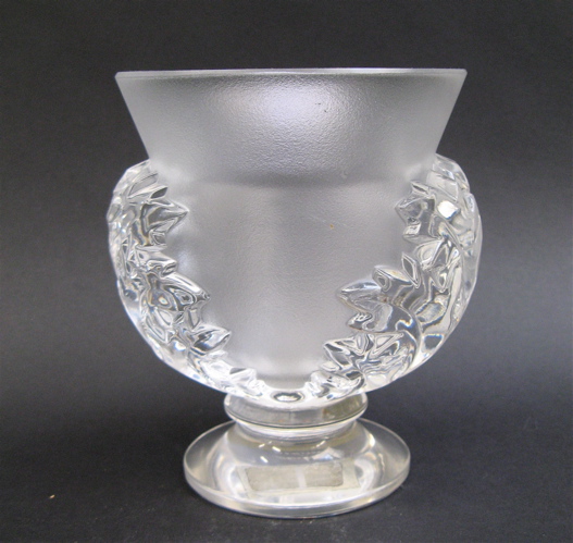 Appraisal: FRENCH LALIQUE CRYSTAL VASE in the Saint Cloud pattern opaque