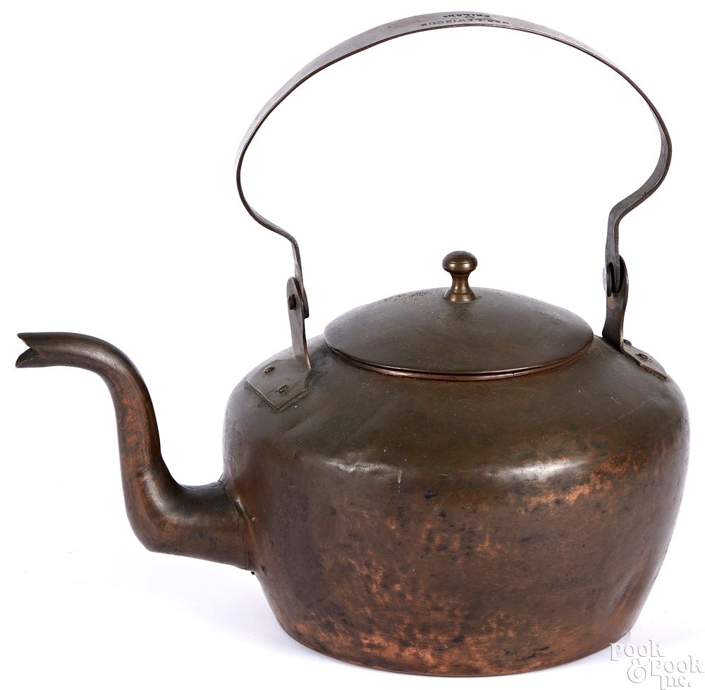 Appraisal: Philadelphia copper kettle Philadelphia copper kettle th c stamped Wm