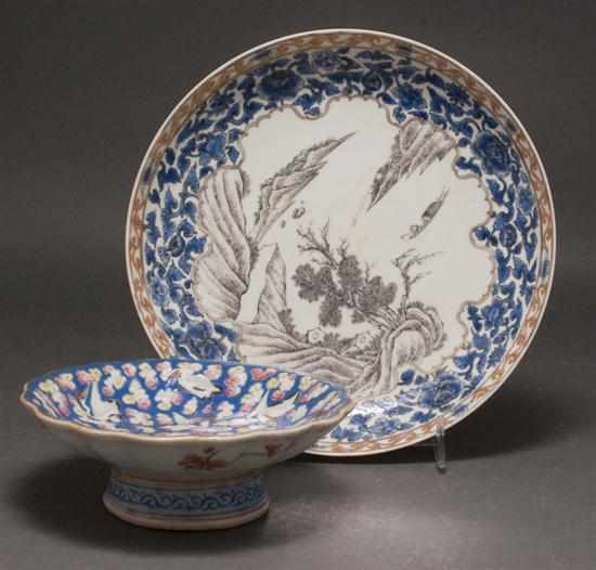 Appraisal: Chinese Export grisaille decorated porcelain bowl and a Chinese Export