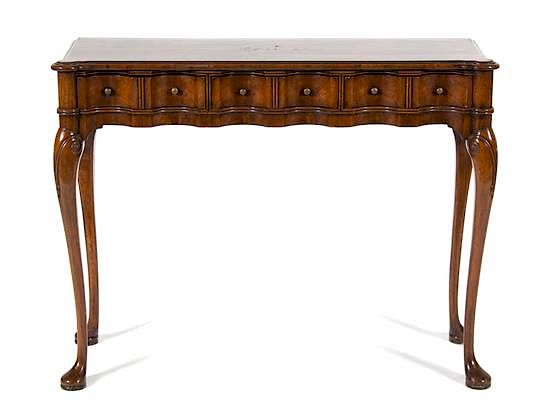 Appraisal: A Georgian Style Figured Mahogany Console Table Height x width