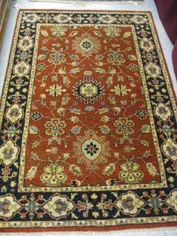 Appraisal: Mahal Persian Handmade Rug stylized floral salmon field ' x