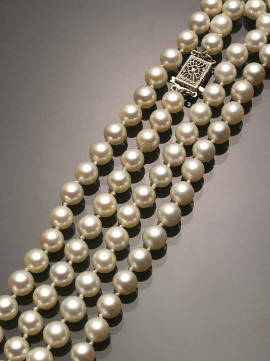 Appraisal: Opera Length Cultured Pearl Necklace Knotted The single strand having