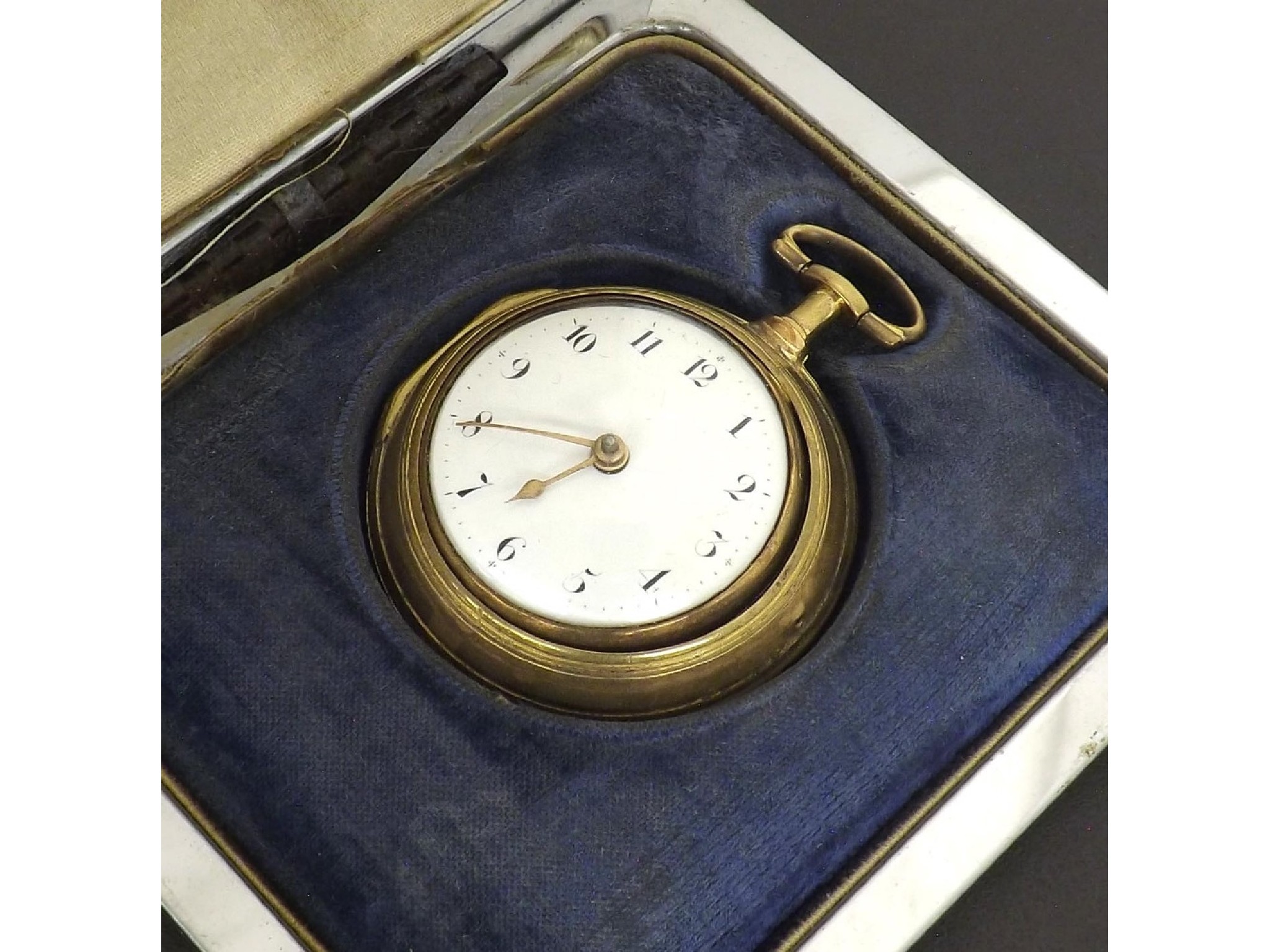 Appraisal: English th century gilt pair cased verge pocket watch circa