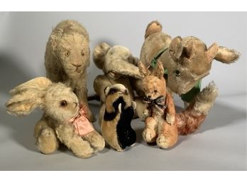 Appraisal: Six vintage stuffed animals including both farmyard and jungle elephant