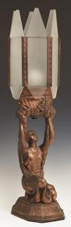 Appraisal: Art Deco Copper Patinated Spelter Figural Lamp c with a