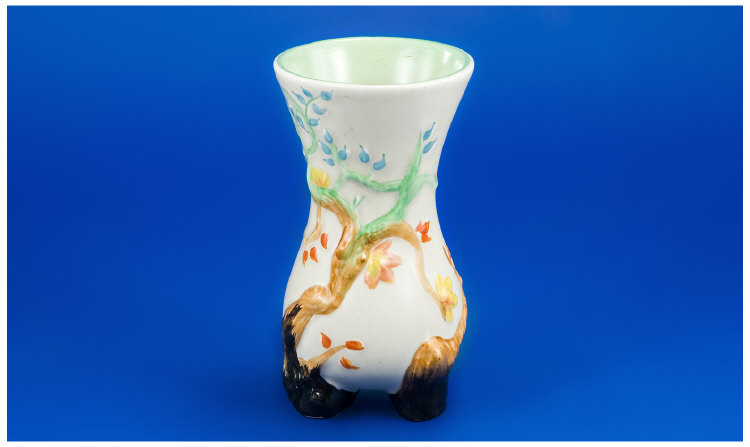 Appraisal: Clarice Cliff footed vase decorated with handpainted branches leaves of