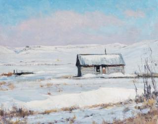 Appraisal: TAYLOR LYNDE BORN OIL ON PANEL Titled verso 'Whitened Homestead'