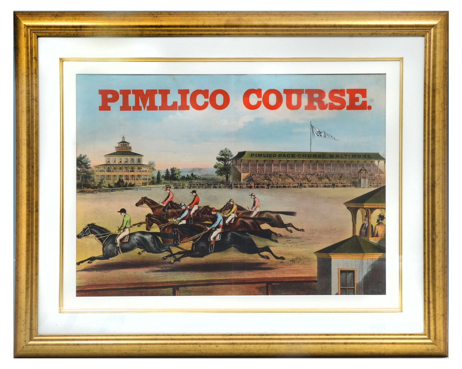 Appraisal: PIMLICO COURSE LITHOGRAPH sight size '' x framed '' x