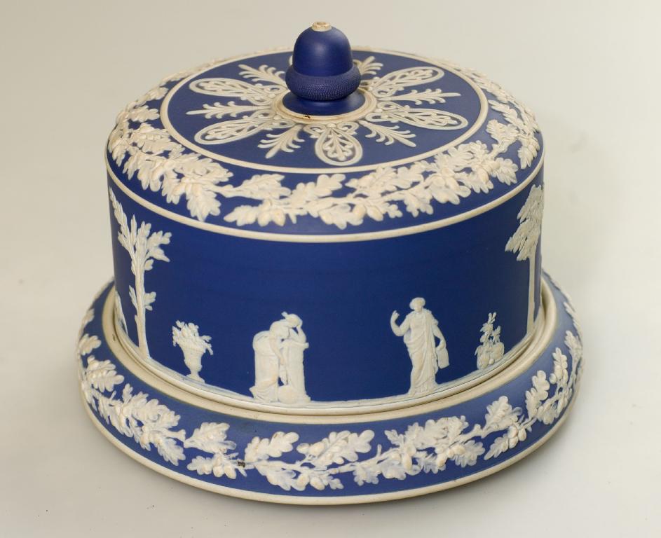 Appraisal: th CENTURY BLUE JASPERWARE CHEESE DISH AND UNDERPLATE the cover