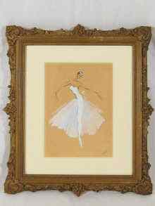 Appraisal: A framed Russian School watercolour of a ballerina Indistinctly signed