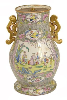 Appraisal: A th century ironstone vase decorated in the famille rose