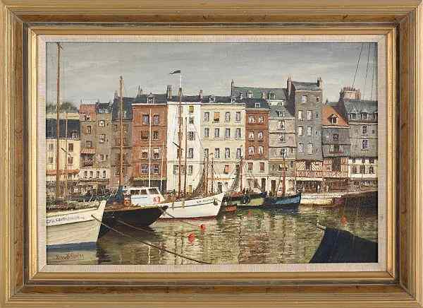 Appraisal: Kenneth Denton British b oil on board titled Harbor in