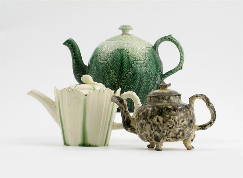 Appraisal: Three creamware teapots and covers