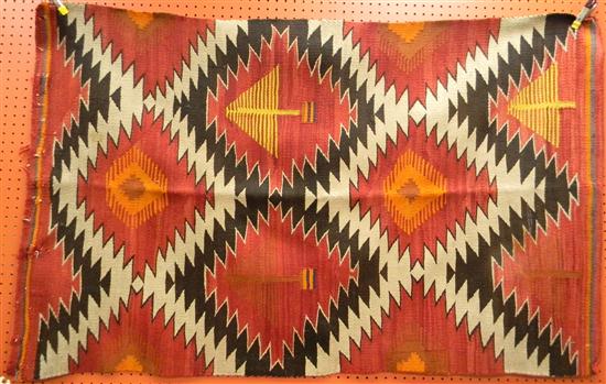 Appraisal: Navajo rug dark red with black and beige zigzag design