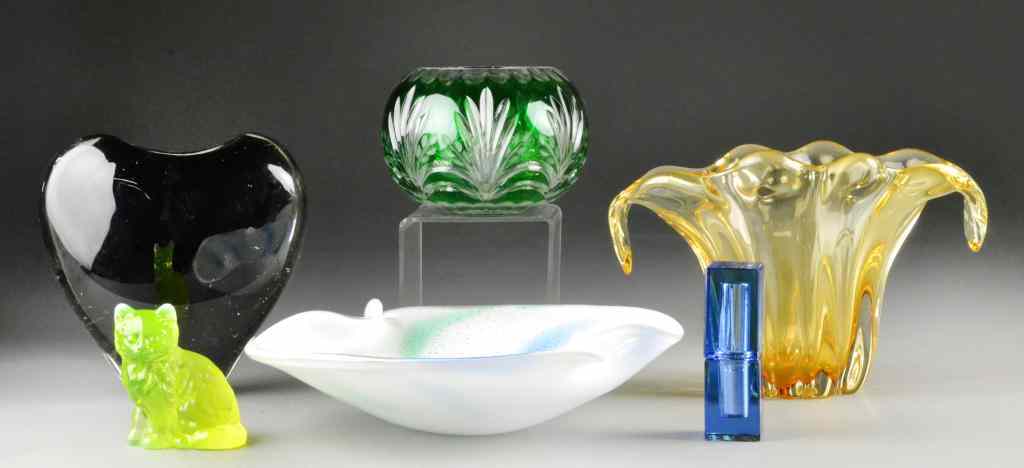 Appraisal: Pcs Art Glass including MuranoTo include vaseline cat a cobalt