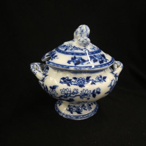 Appraisal: Blue White Ironstone Canton Sauce Tureen by M Co pedestal