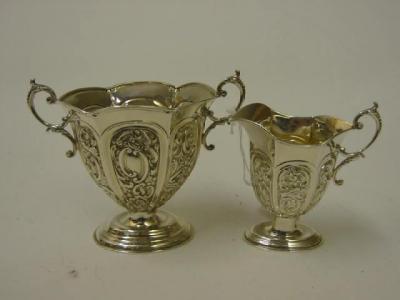 Appraisal: A VICTORIAN SUGAR AND CREAM SET H Matthews Birmingham of