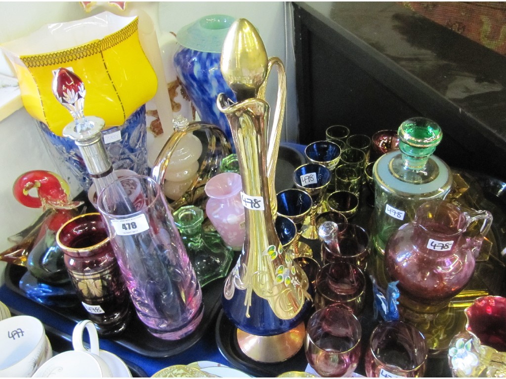 Appraisal: Lot comprising two trays of assorted glass ware to include