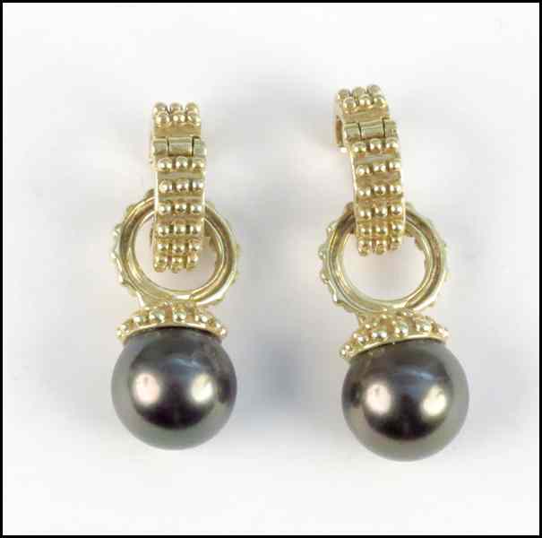 Appraisal: KARAT YELLOW GOLD AND TAHITIAN PEARL EARRINGS Condition No Specific