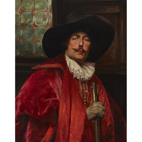 Appraisal: Alex de Andreis - NOBLE CAVALIER IN A RED CLOAK