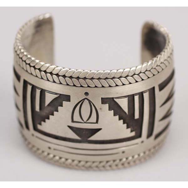 Appraisal: LARGE vintage Hopi Native American Indian sterling silver cuff bracelet