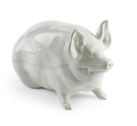 Appraisal: WEMYSS SMALL PIG FIGURE CIRCA decorated with a white glaze