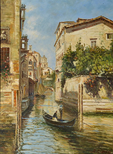 Appraisal: R Ciprini Italian th Century Venetian canal scene signed oils