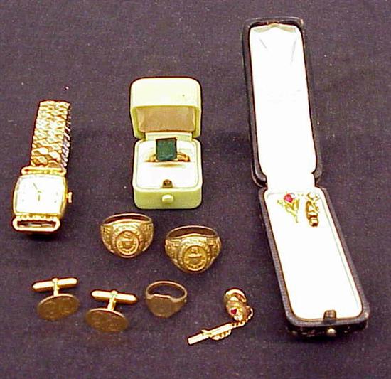 Appraisal: JEWELRY K cuff links K tie tack and stick pin