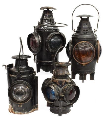 Appraisal: lot of Patinated railroad lanterns thc each having a single