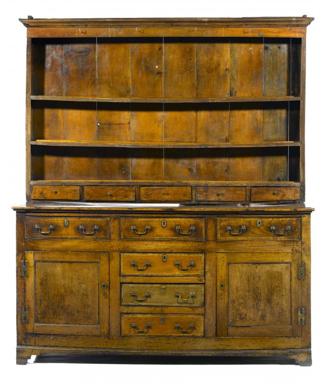 Appraisal: AN OAK DRESSER NORTH WALES the boarded rack with moulded