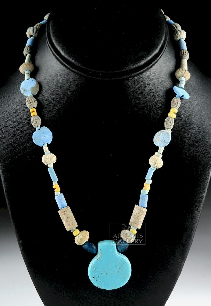 Appraisal: Sumerian Faience Glass Beaded Necklace Ancient Near East Sumer ca