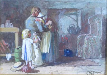 Appraisal: ROBERT MCGREGOR R S A SCOTTISH - FAMILY INTERIOR Signed