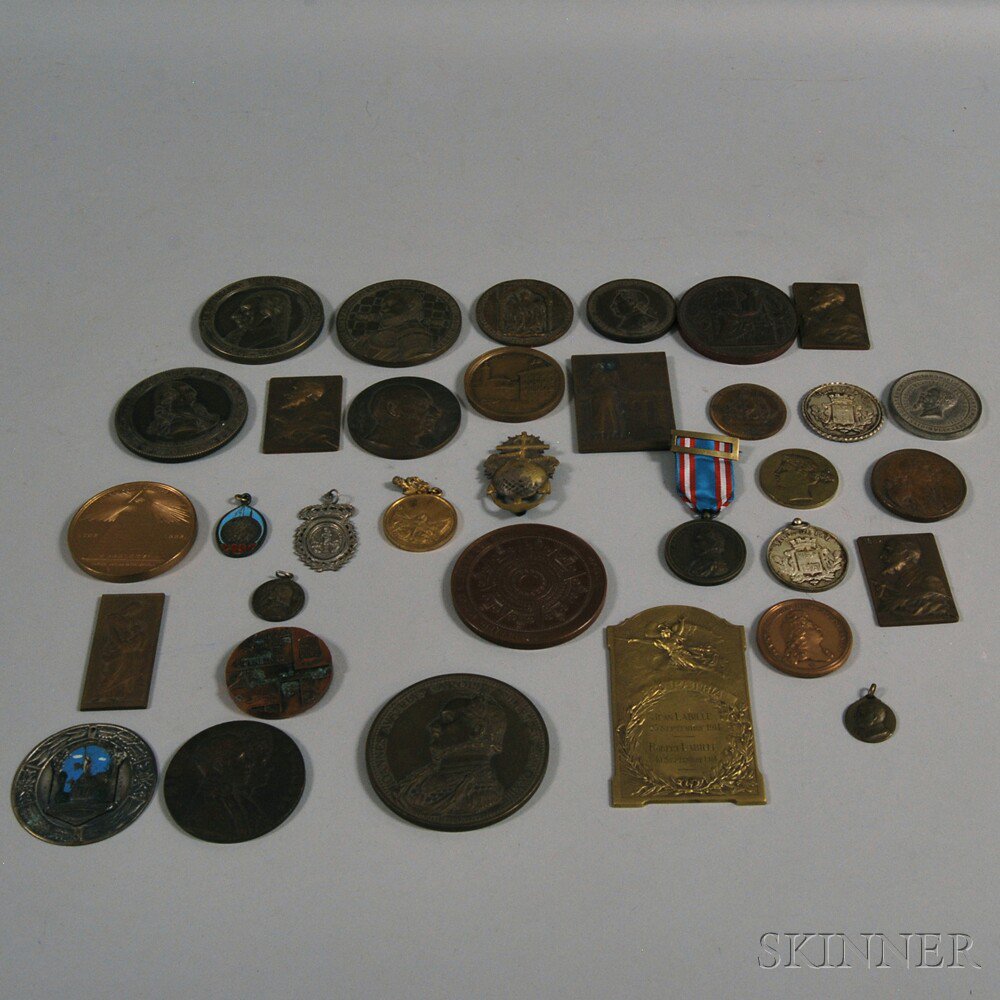 Appraisal: Approximately Thirty-four Commemorative Bronze Brass and Silver Medallions th and