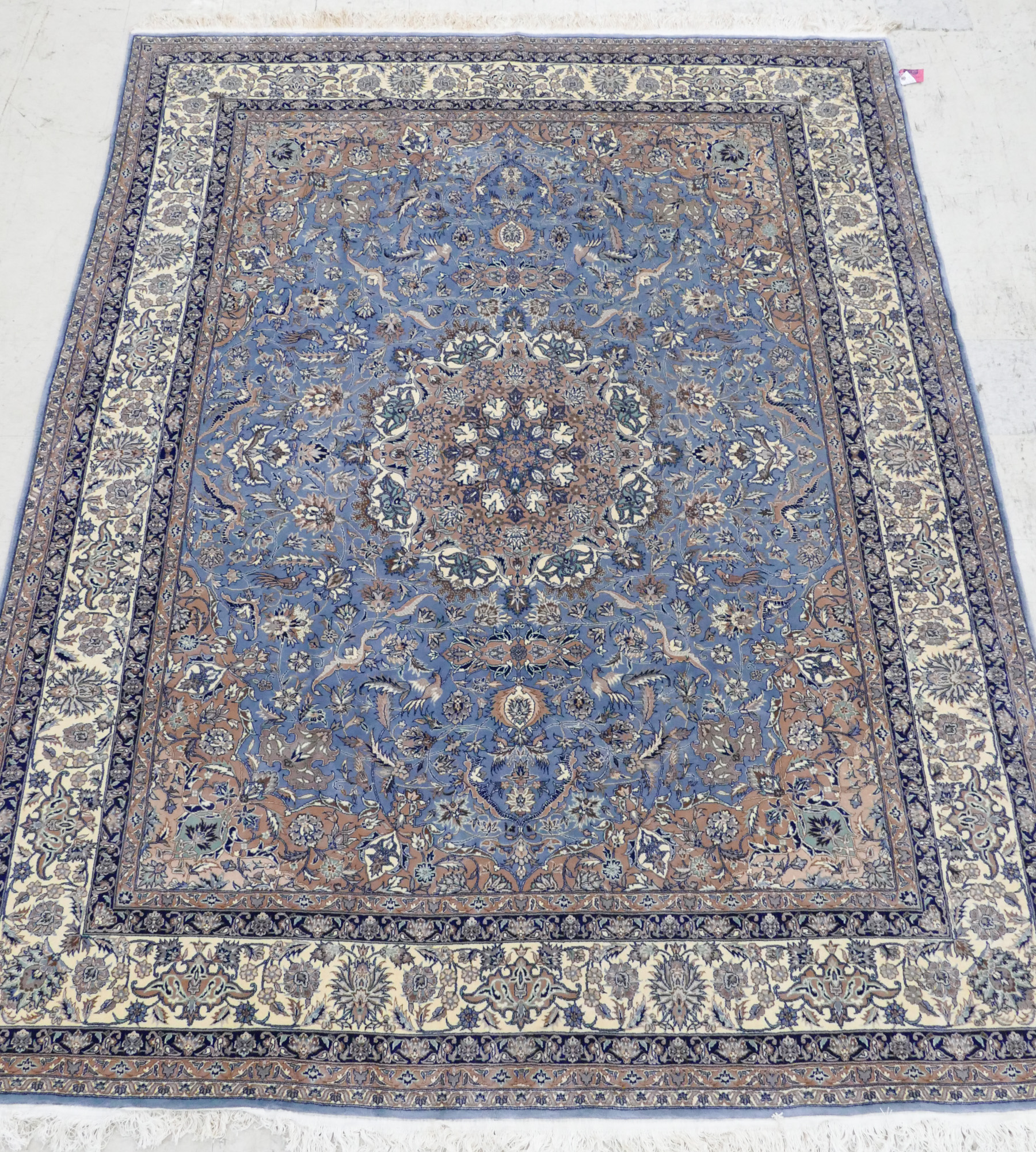 Appraisal: Fine Persian Isfahan Oriental Rug 'x ' Light blue field