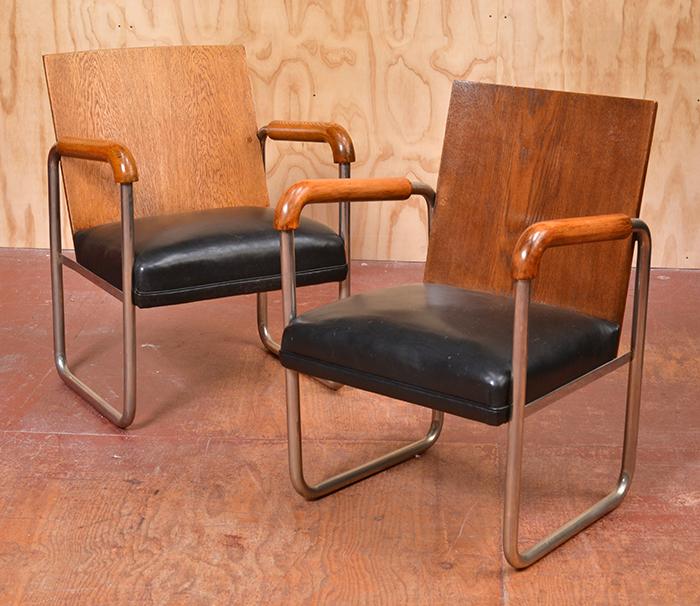 Appraisal: PAIR OF AMERICAN ART MODERNE ARMCHAIRS