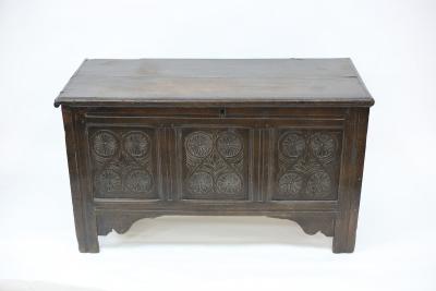 Appraisal: A th Century oak chest the hinged cover above a