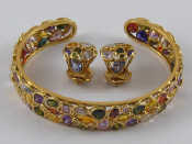 Appraisal: A fine yellow metal tests carat gold multi gem tuttifrutti