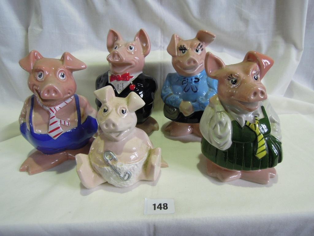 Appraisal: A family of five Nat West Wade Pig money banks