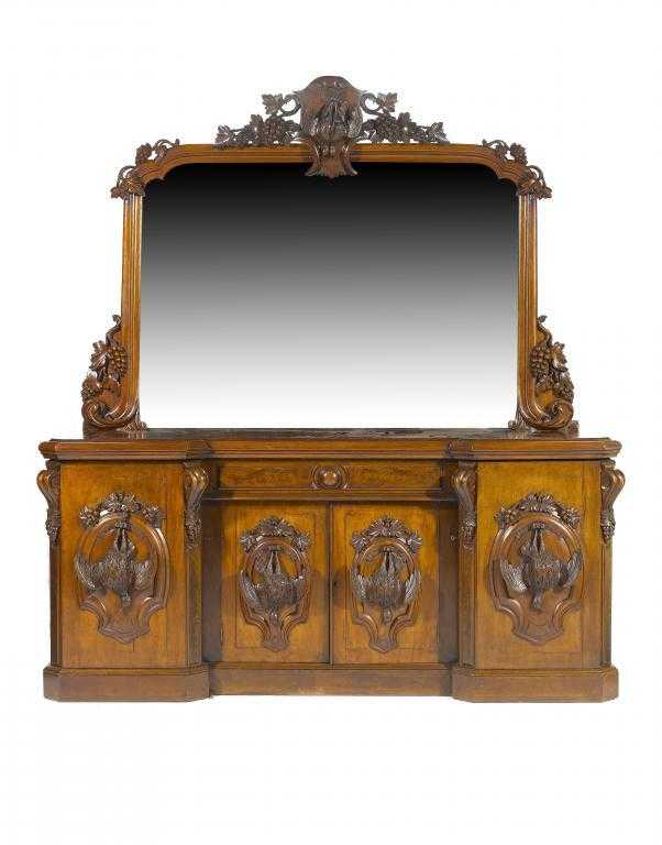 Appraisal: A VICTORIAN MAHOGANY SIDEBOARD PROBABLY NOTTINGHAMSHIRE carved in the manner