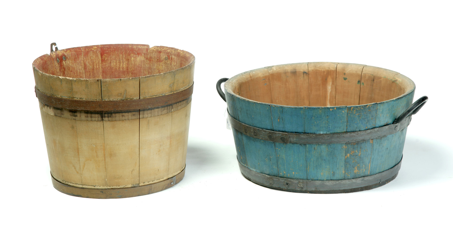 Appraisal: TWO AMERICAN BUCKETS Second half- th century Stave construction with