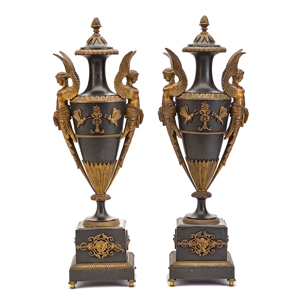 Appraisal: Pair French Empire Bronze Urns first quarter- th century each