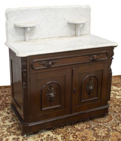 Appraisal: Victorian washstand late th c marble splash with two demilune